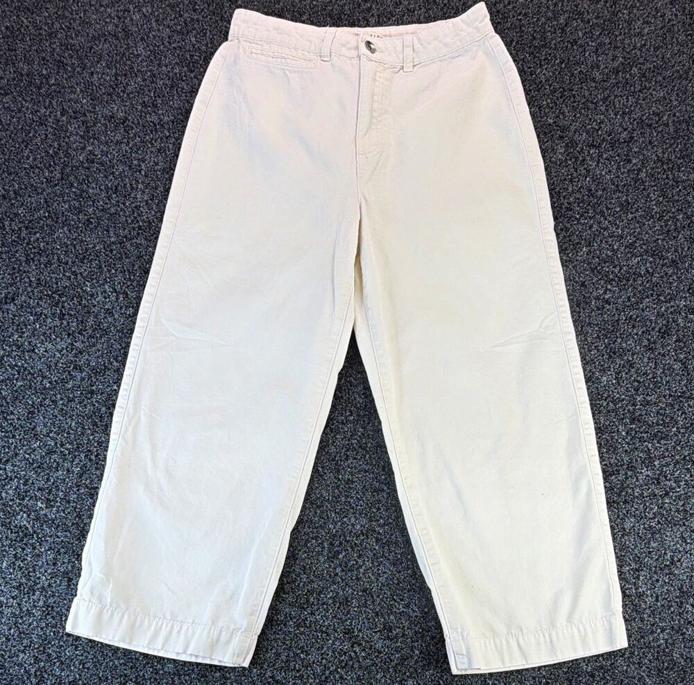 Cotton On Women’s White Chino Pants Wide Leg Mid Rise Flat Front Pockets 6